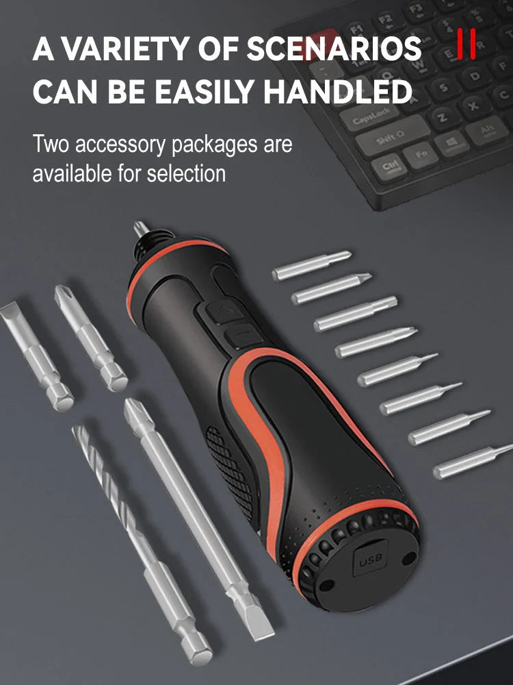 USB Rechargeable Cordless Electric Screwdriver Set with LED Light – Mini Power Tool for DIY & Home Repairs
